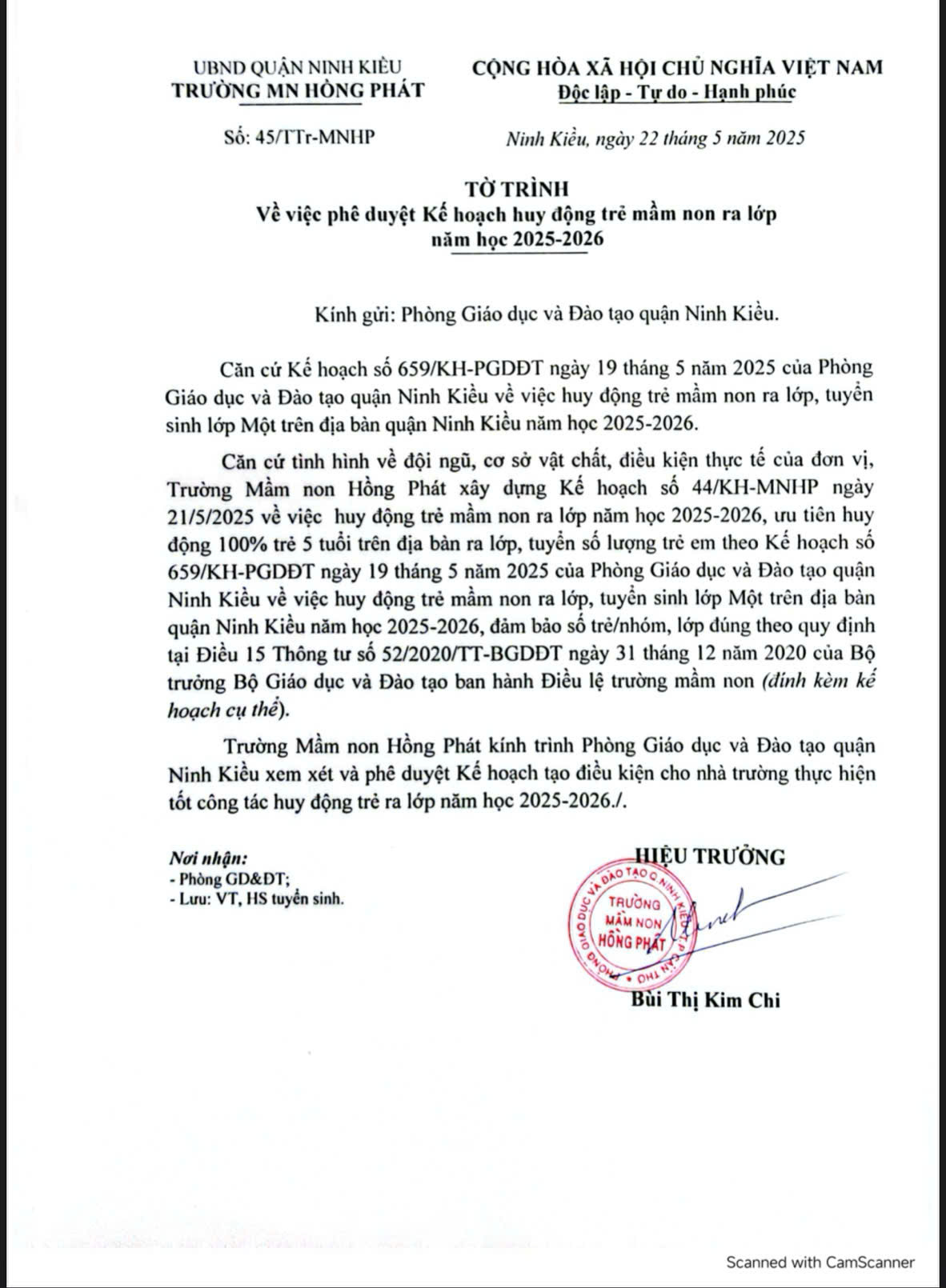 Trường Mầm non Hồng Phát tuyển sinh năm học 2025 - 2026